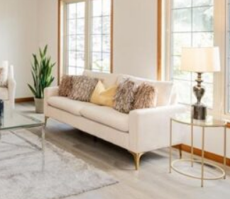 Gorgeous Champagne Velvet Sofa