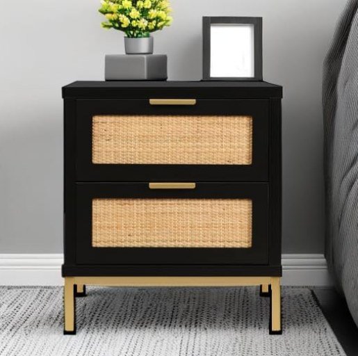 Black Nightstands With Gold Accents