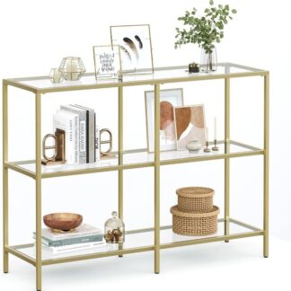 Brushed Gold Console Table With Shelf