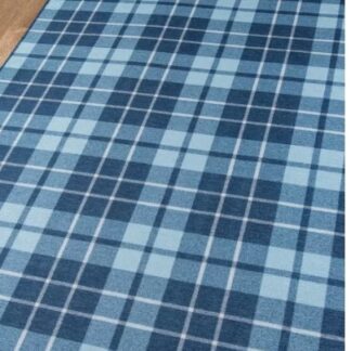 Blue Plaid Rug - 3'3" x 5'  |  Non-Slip Rubber Backed